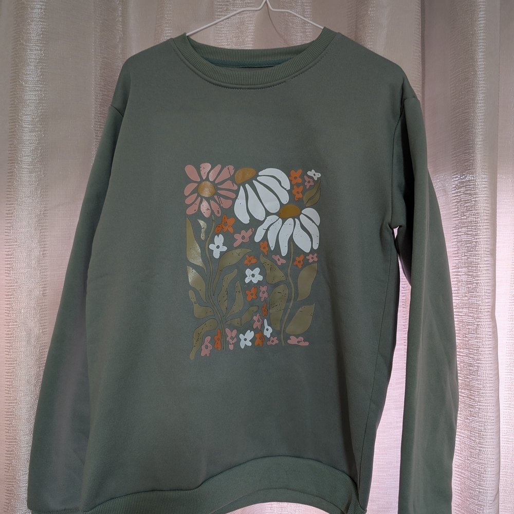 Floral Graphic Green Sweatshirt